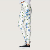 Blauwe bloem en groene bladeren, doorzichtig leggings (Links)