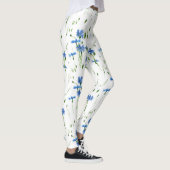Blauwe bloem en groene bladeren, doorzichtig leggings (Rechts)