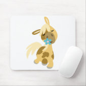 Blauwe bloem en Pony mousepad Muismat (Met muis)