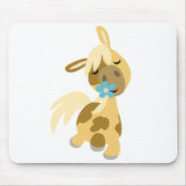 Blauwe bloem en Pony mousepad Muismat (Voorkant)