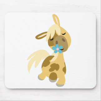 Blauwe bloem en Pony mousepad Muismat