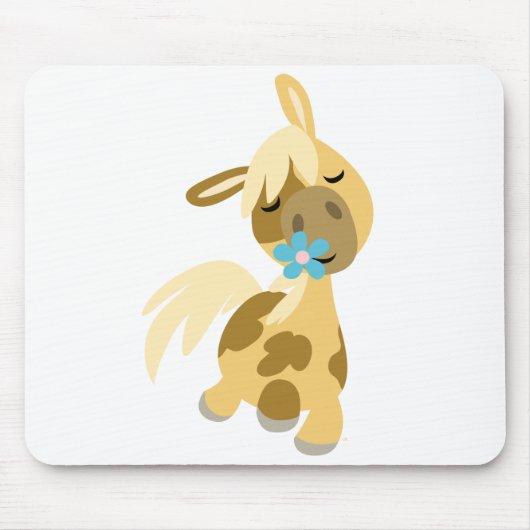 Blauwe bloem en Pony mousepad Muismat (Voorkant)