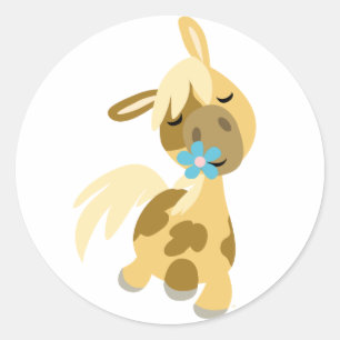 Blauwe bloem en Pony sticker