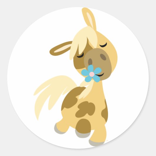 Blauwe bloem en Pony sticker (Voorkant)