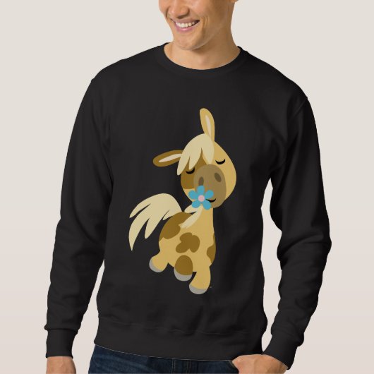 Blauwe bloem en Pony T-shirt (Voorkant)