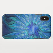 Blauwe Bloem Fantasie Patroon, Abstracte Fractale Case-Mate iPhone Case (Achterkant (horizontaal))