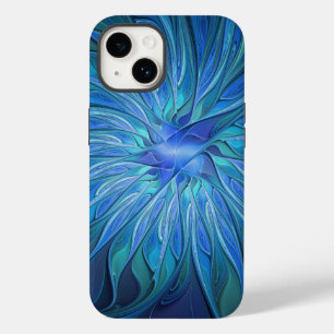 Blauwe Bloem Fantasie Patroon, Abstracte Fractale  Case-Mate iPhone 14 Hoesje