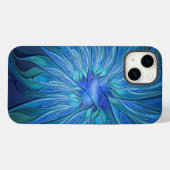 Blauwe Bloem Fantasie Patroon, Abstracte Fractale Case-Mate iPhone Case (Achterkant (horizontaal))