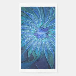 Blauwe Bloem Fantasie Patroon, Abstracte Fractale  Servet
