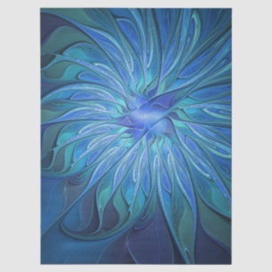 Blauwe Bloem Fantasie Patroon, Abstracte Fractale Tissuepapier