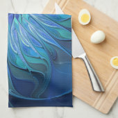 Blauwe Bloem Fantasy Patroon, Abstracte Fractale K Theedoek (Quarter Fold)