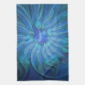 Blauwe Bloem Fantasy Patroon, Abstracte Fractale K Theedoek (Verticaal)