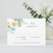 Blauwe Bloem Fantasy Waterverf Bloem RSVP Kaart (Staand voorkant)