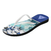 Blauwe Bloem Flip Flops (Schuin)