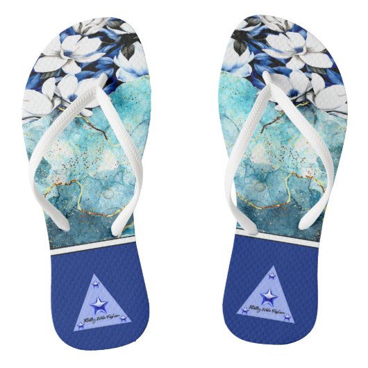 Blauwe Bloem Flip Flops (Voetbed)