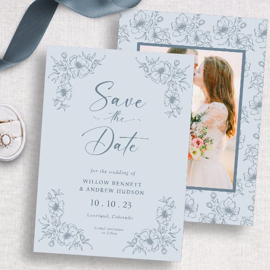 Blauwe Bloem Foto Bewaar De Datum Save The Date