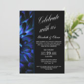 Blauwe Bloem Foto Bruiloftsreceptie Kaart (Staand voorkant)