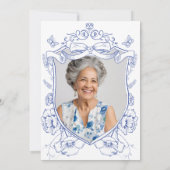 Blauwe Bloem Foto op Maat 70e Verjaardagsfeestje Kaart (Achterkant)