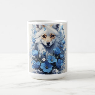 Blauwe Bloem Fox Mok - Aquarel Fox Koffiemok -