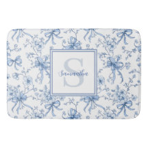 Blauwe Bloem Franse Toile Monogram Naam 
