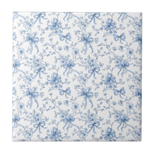 Blauwe Bloem Franse Toile Tegeltje