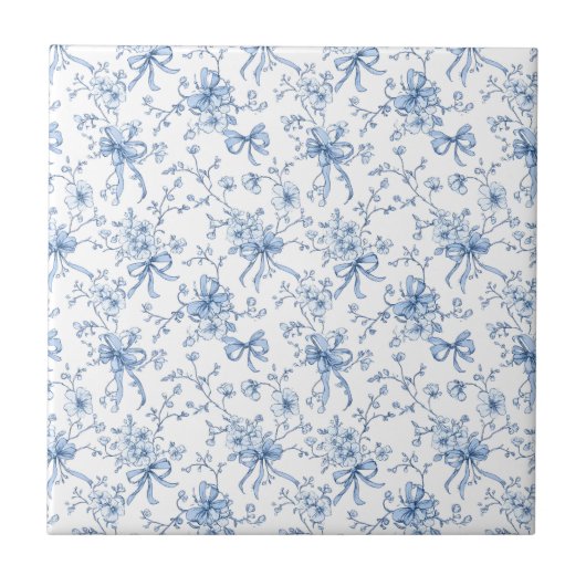 Blauwe Bloem Franse Toile Tegeltje (Voorkant)