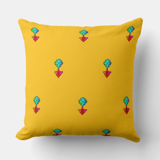 Blauwe Bloem Gele  Stoel Fauteuil Kussen (Voorkant)