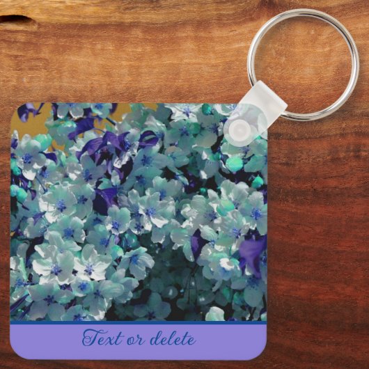 Blauwe bloem Gepersonaliseerde bloesems Sleutelhanger (Achterkant)