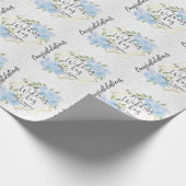 Blauwe bloem - gepersonaliseerde bruiloft cadeaupapier (Hoek)