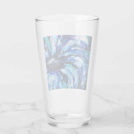 Blauwe bloem glas (Achterkant)