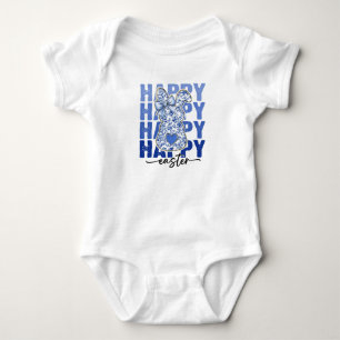 Blauwe Bloem Glitter Paashaas Coquette Romper