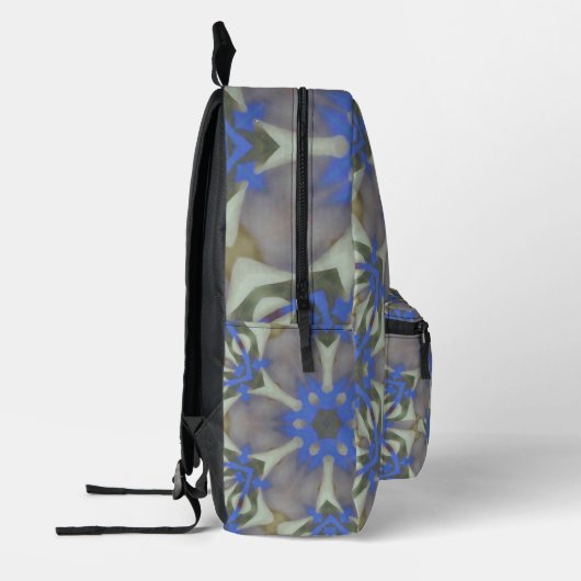 Blauwe bloem grijs bedrukte rugzak (Links)
