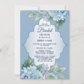 Blauwe Bloem Groene Bladeren Bruiloft Bruidsfeest Kaart (Voorkant)