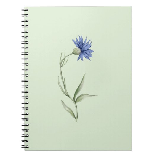 Blauwe Bloem Groene Esthetische Notitieboek (Voorkant)