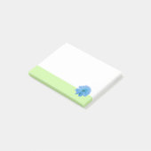 Blauwe Bloem Groene Rand Post-it® Notes (Schuin)