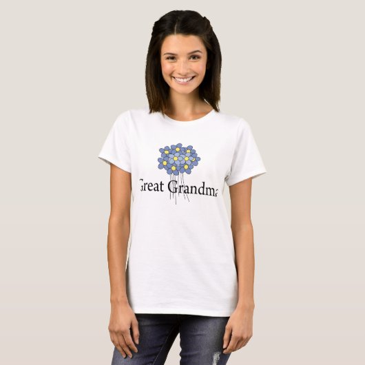 Blauwe Bloem Grote Grootma T-shirt (Voorkant volledig)