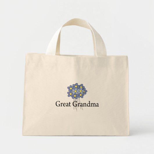 Blauwe Bloem Grote Grootma T-shirt Mini Tote Bag (Voorkant)