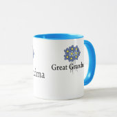 Blauwe Bloem Grote Grootma T-shirt Mok (Voorkant rechts)