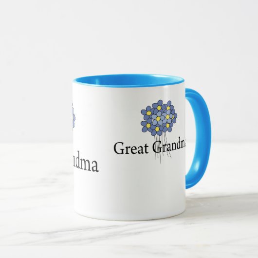  Blauwe Bloem Grote Grootma T-shirt Mok (Voorkant rechts)