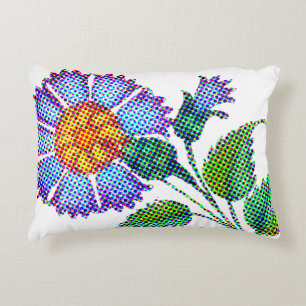 Blauwe Bloem Halftoon Fine Art Accent Kussen