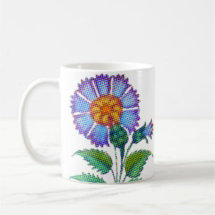 Blauwe Bloem Halftoon Fine Art Koffiemok