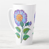 Blauwe Bloem Halftoon Fine Art Latte Mok (Linkerhoek)
