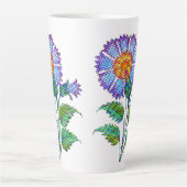 Blauwe Bloem Halftoon Fine Art Latte Mok (Voorkant)