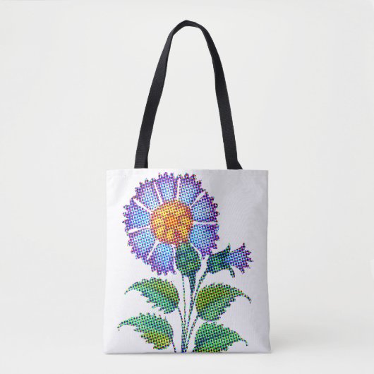 Blauwe Bloem Halftoon Fine Art Tote Bag (Voorkant)