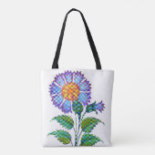 Blauwe Bloem Halftoon Fine Art Tote Bag (Achterkant)