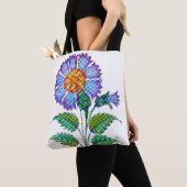 Blauwe Bloem Halftoon Fine Art Tote Bag (Dichtbij)
