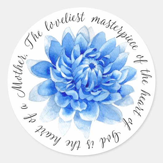 Blauwe bloem | Hart van Moeder | Hart van God Quot Ronde Sticker (Voorkant)
