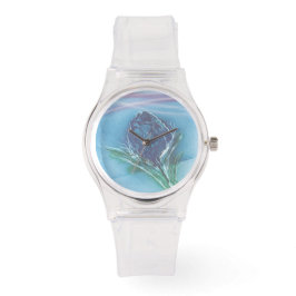 Blauwe Bloem Horloge