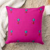 Blauwe Bloem Hot Pink Accent Bank Kussen (Deken)