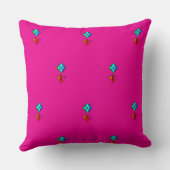 Blauwe Bloem Hot Pink Accent Bank Kussen (Achterkant)